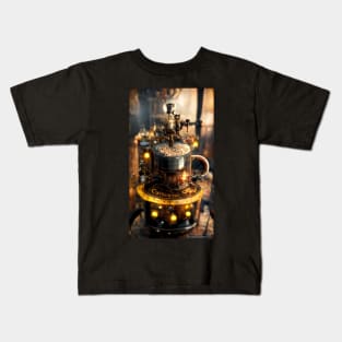 Extra large coffee lover steampunk machine Kids T-Shirt